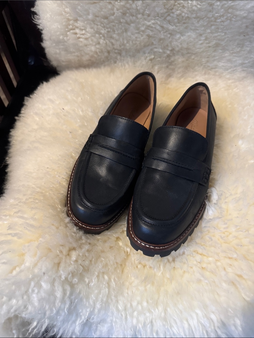 Madewell Women’s Black Leather Penny Loafers 7.5